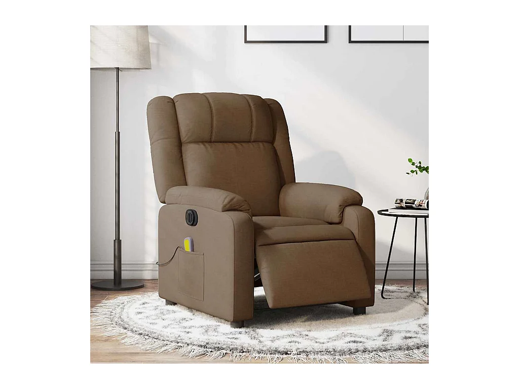 Fauteuil inclinable massant électrique marron tissu