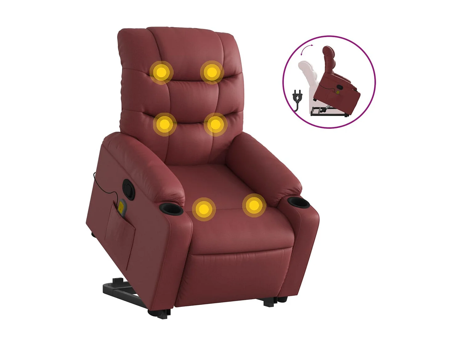 Fauteuil inclinable massant Rouge bordeaux Similicuir