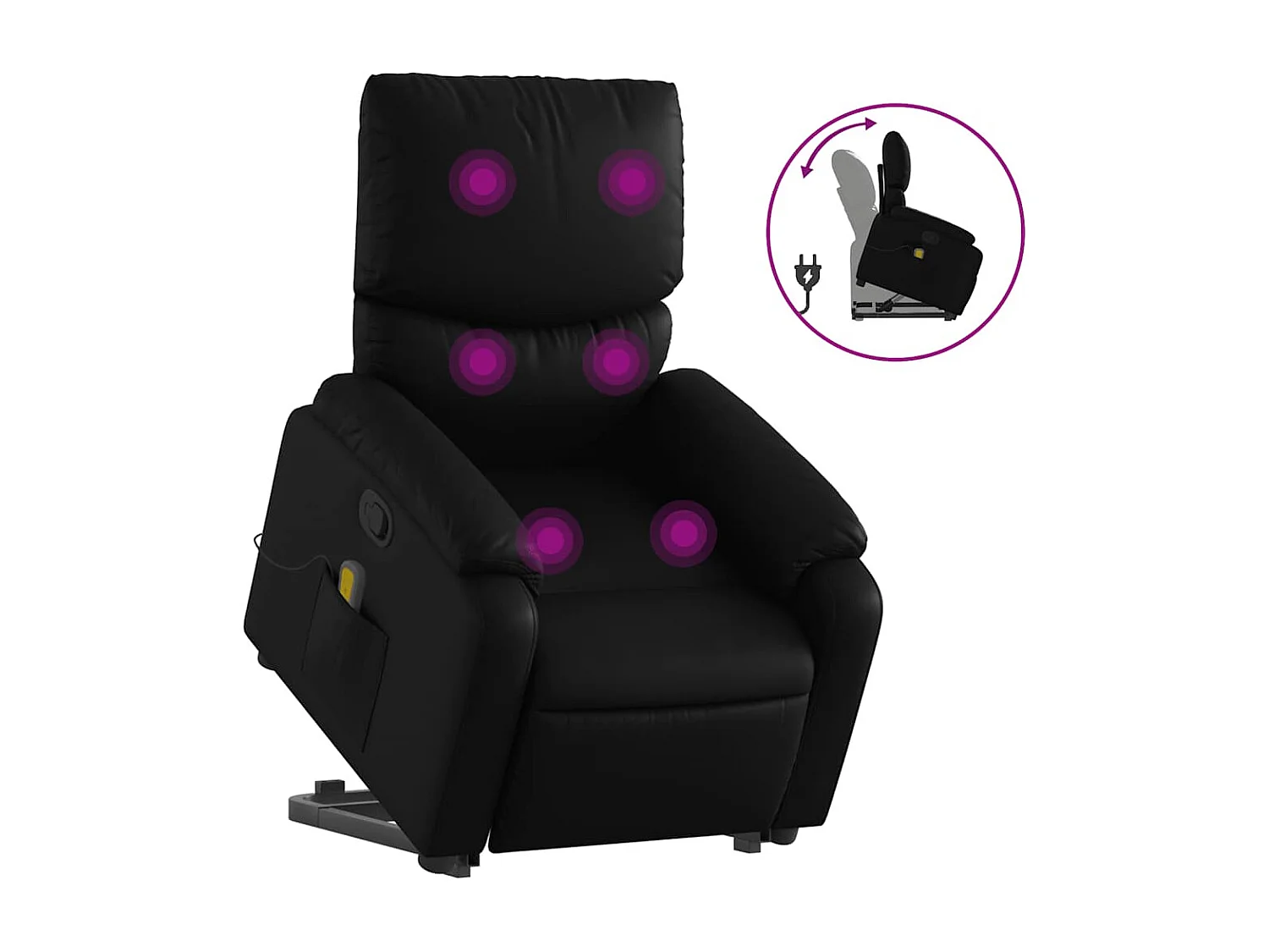 Fauteuil inclinable massant Noir Similicuir