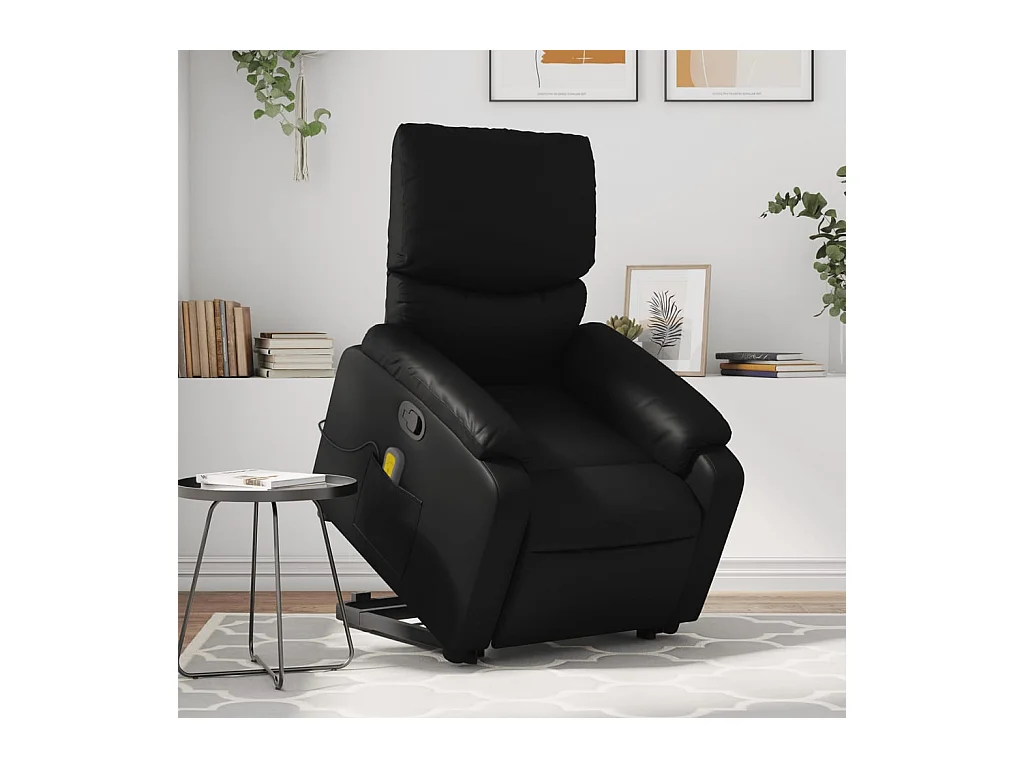 Fauteuil inclinable massant Noir Similicuir