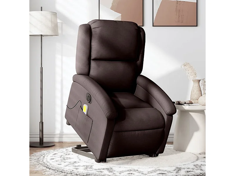Fauteuil inclinable massant électrique Marron foncé Tissu