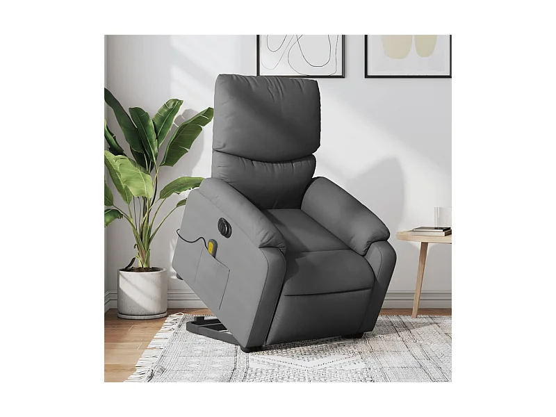 Sillón de masaje eléctrico reclinable elevable tela gris oscuro