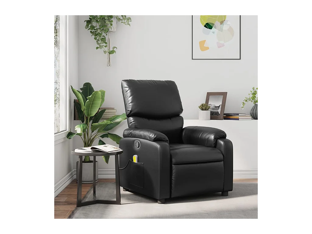 Sillón de masaje reclinable cuero sintético negro