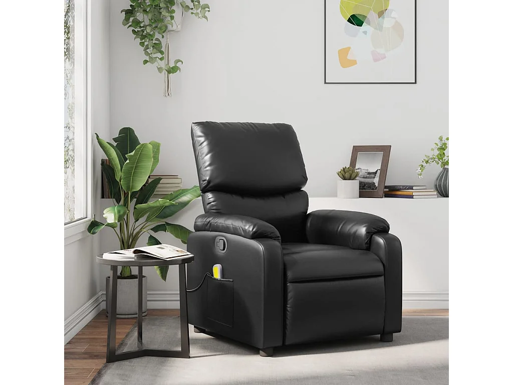Fauteuil massant inclinable Noir Similicuir