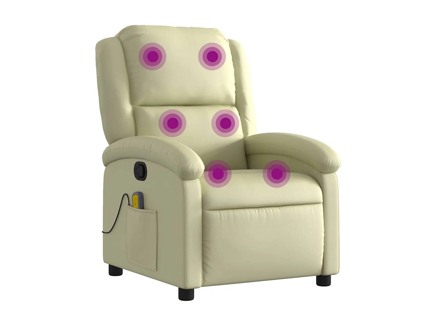 Fauteuil massant inclinable crème cuir véritable