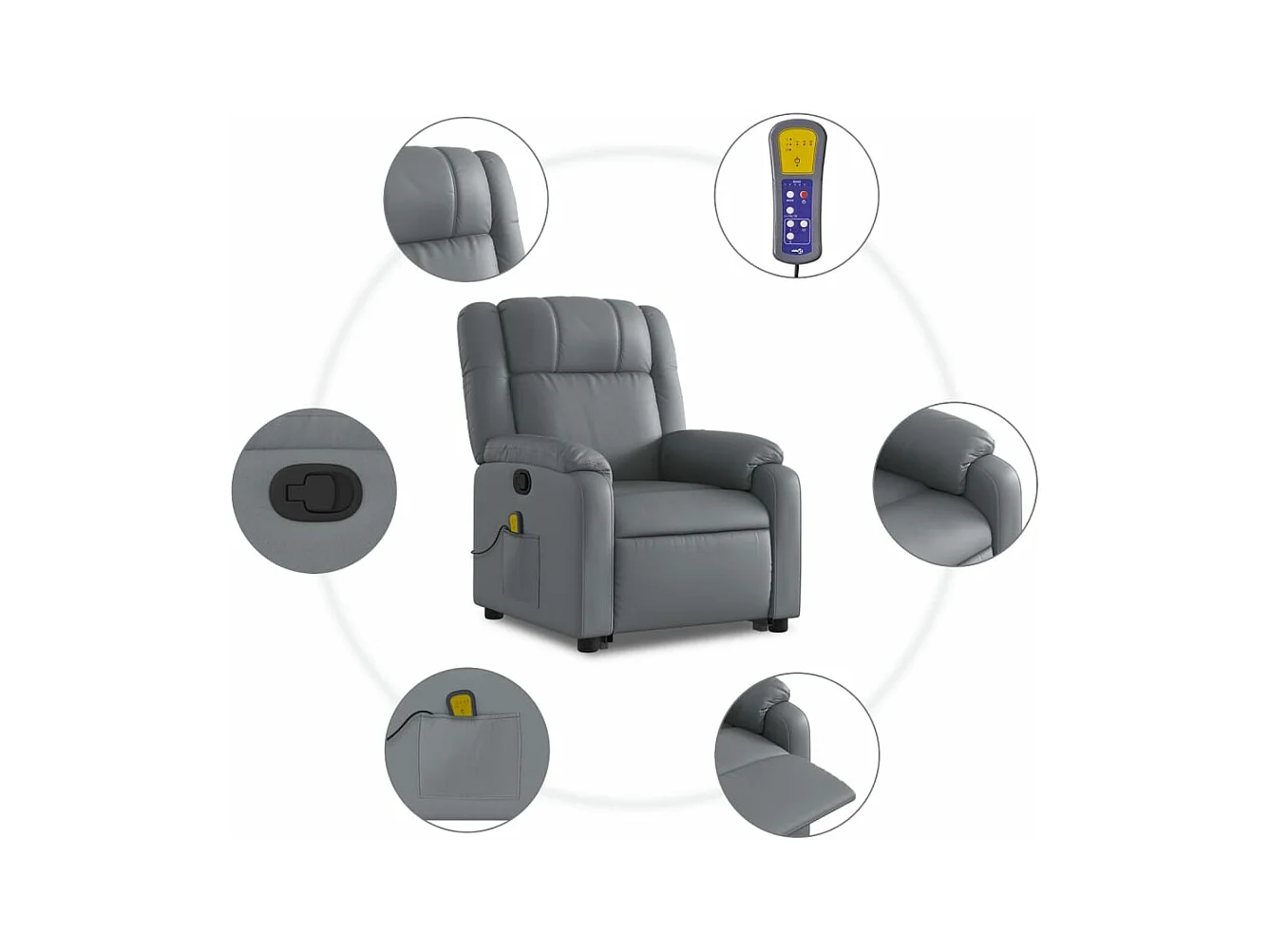 Fauteuil inclinable massant Gris Similicuir