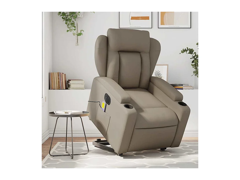 Fauteuil inclinable massant électrique cappuccino similicuir