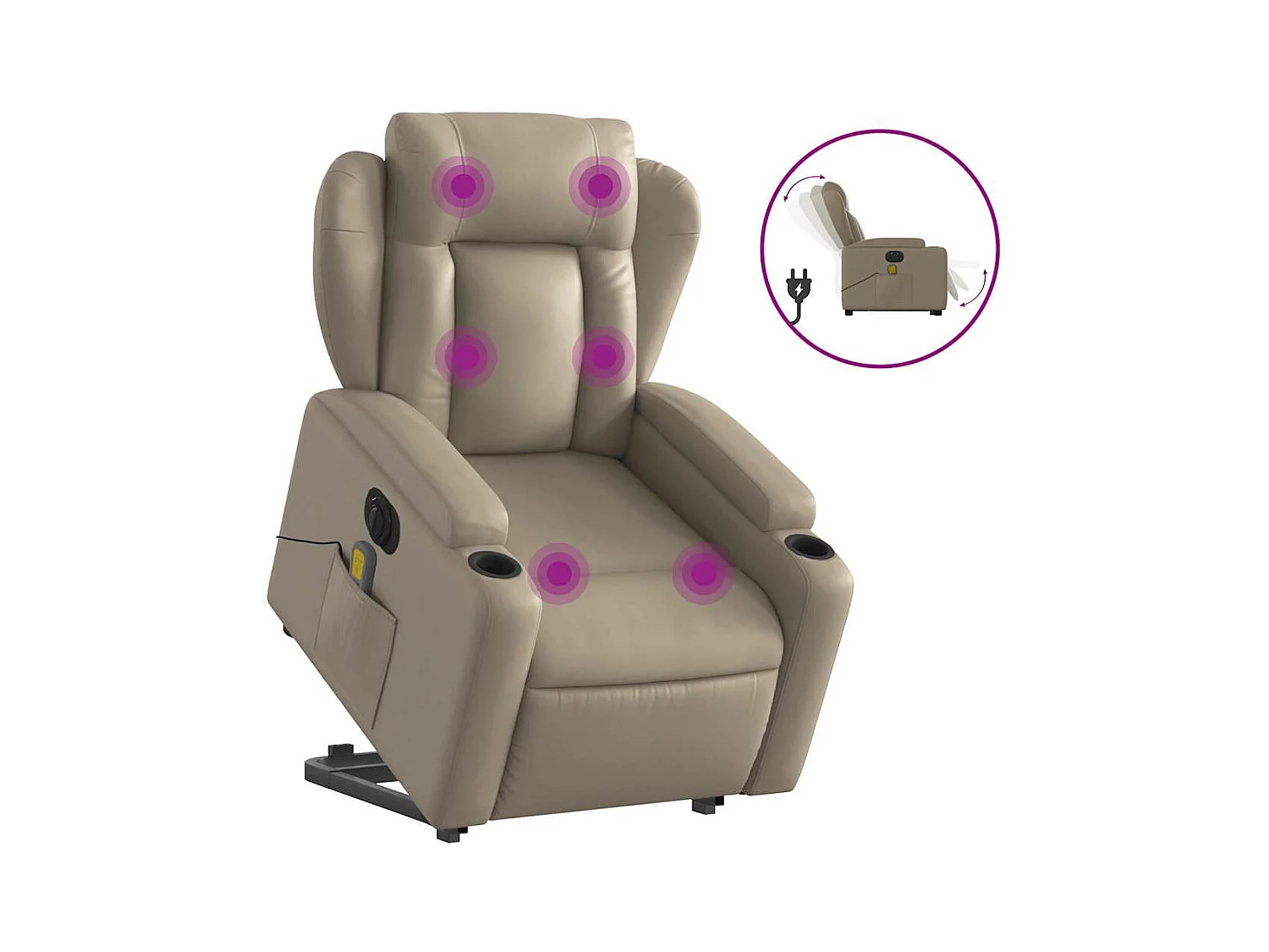 Fauteuil inclinable massant électrique cappuccino similicuir