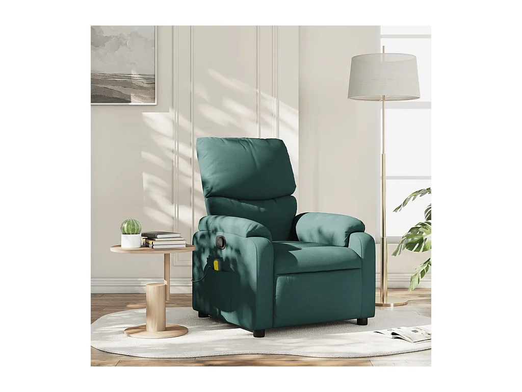 Fauteuil massant inclinable Vert foncé Tissu
