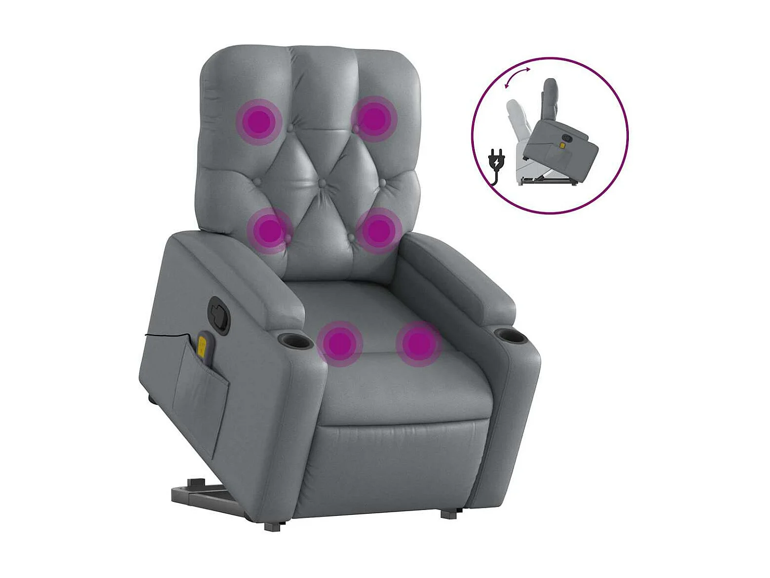 Fauteuil inclinable massant Gris Similicuir