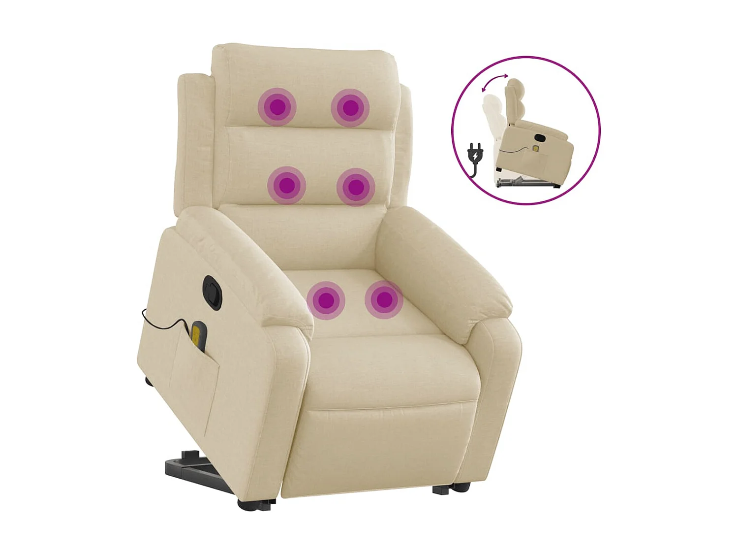 Fauteuil inclinable massant Crème Tissu