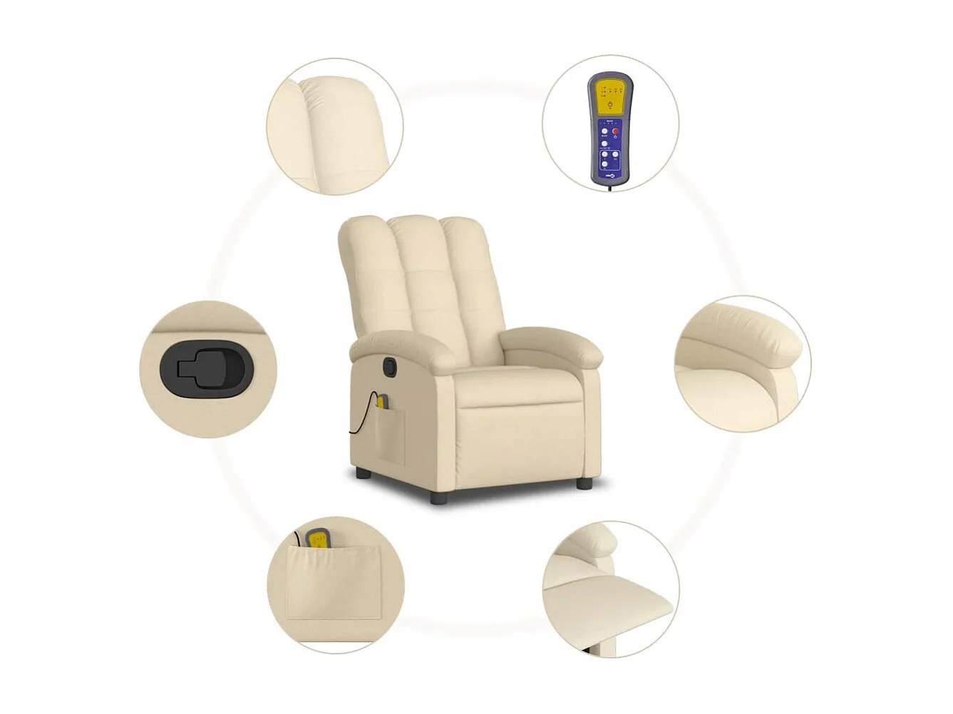 Fauteuil massant inclinable Crème Tissu