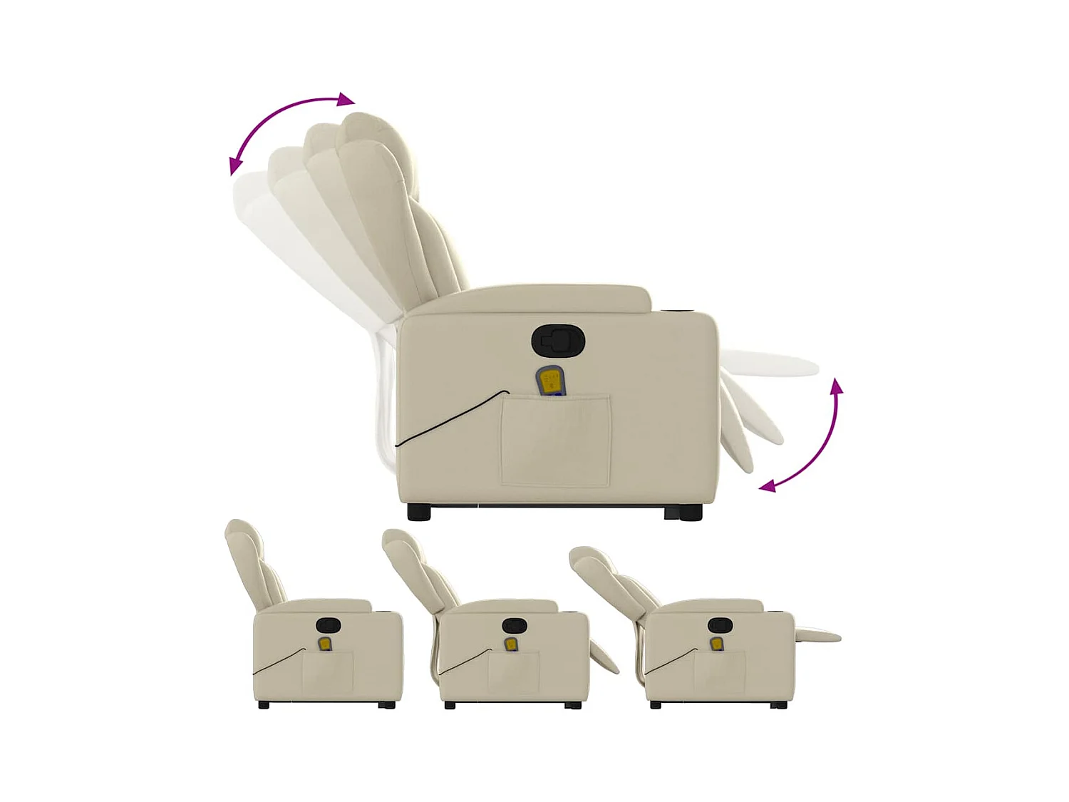 Fauteuil inclinable massant Crème Similicuir