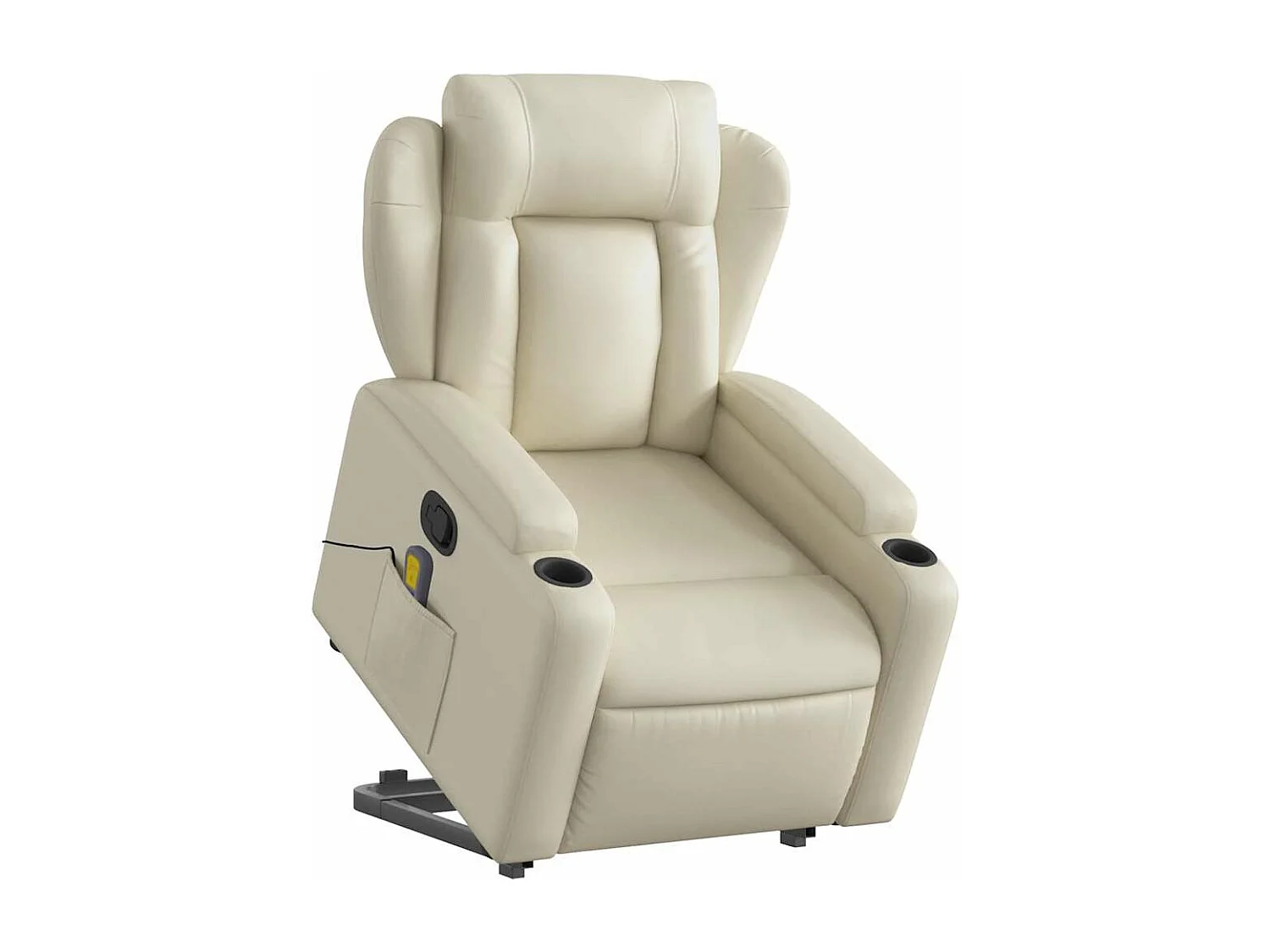 Fauteuil inclinable massant Crème Similicuir