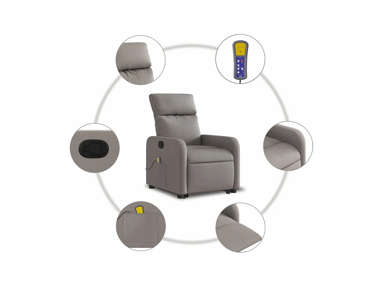 Fauteuil inclinable massant Taupe Tissu