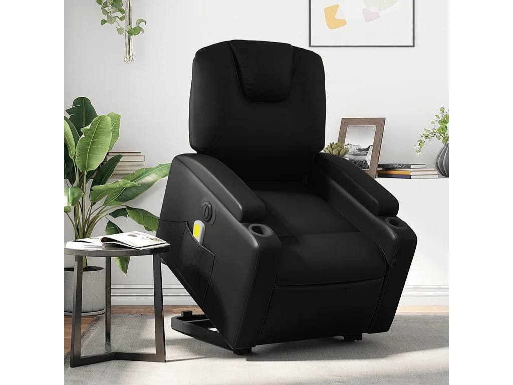 Fauteuil inclinable massant électrique noir similicuir