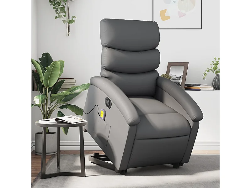 Fauteuil inclinable massant électrique gris similicuir