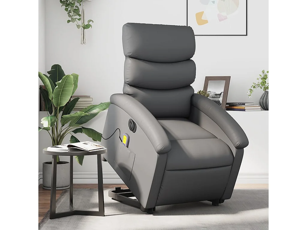 Fauteuil inclinable massant électrique gris similicuir