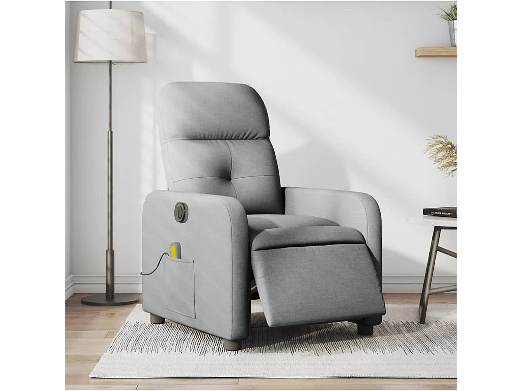 Fauteuil massant inclinable électrique gris clair tissu