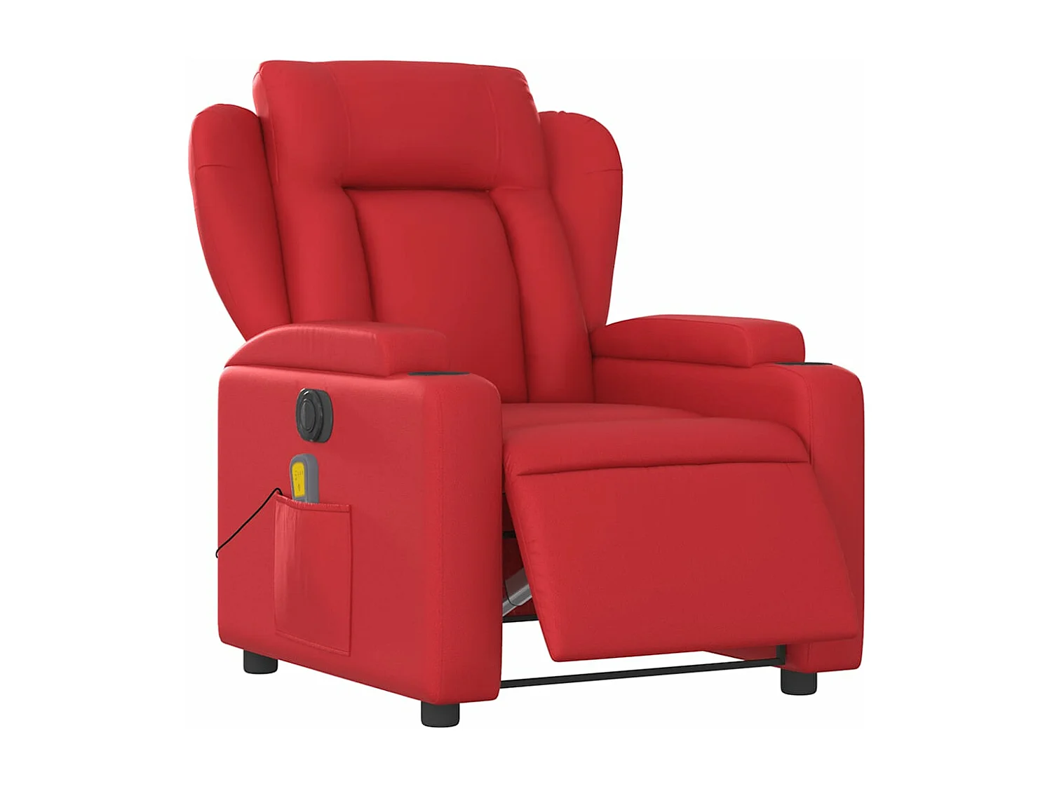 Sillón de masaje reclinable eléctrico de cuero artificial rojo