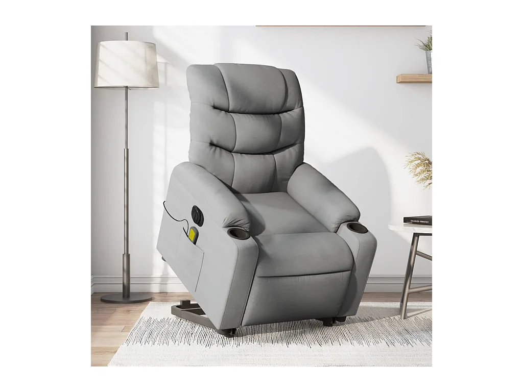 Fauteuil inclinable massant électrique Gris clair Tissu