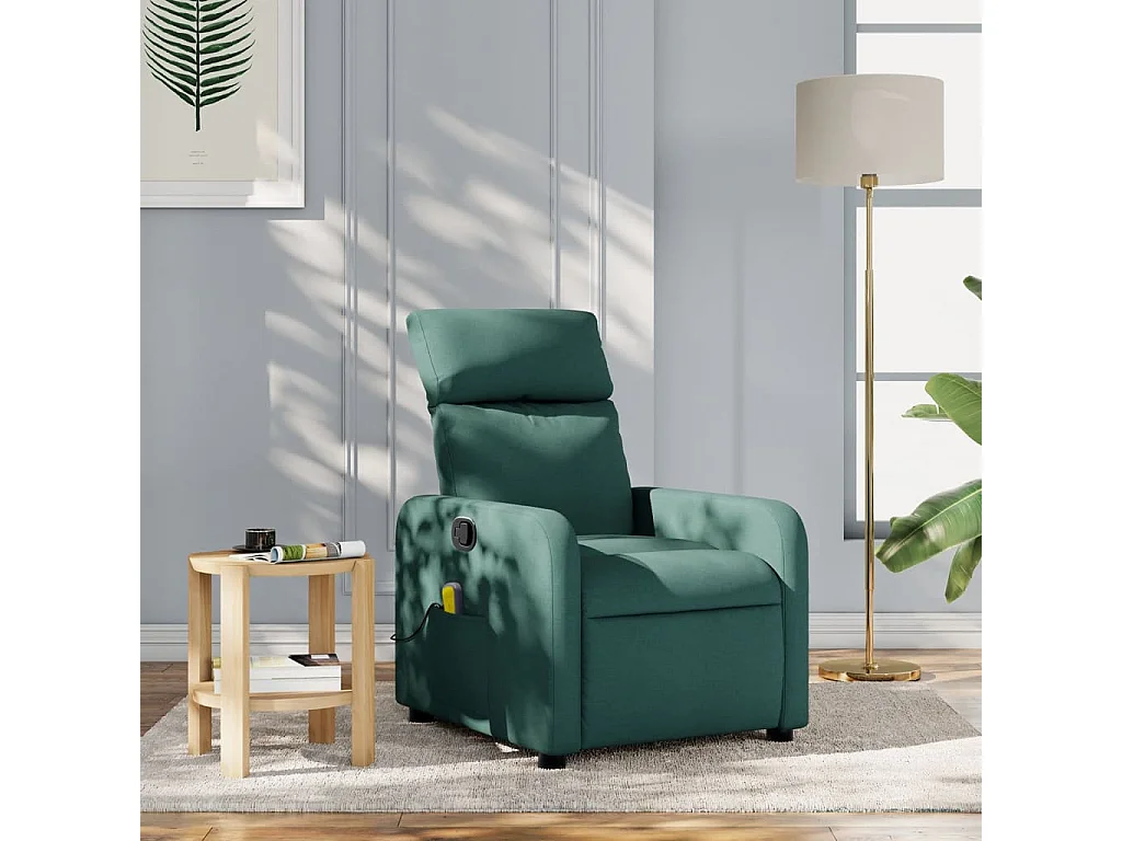 Fauteuil massant inclinable Vert foncé Tissu