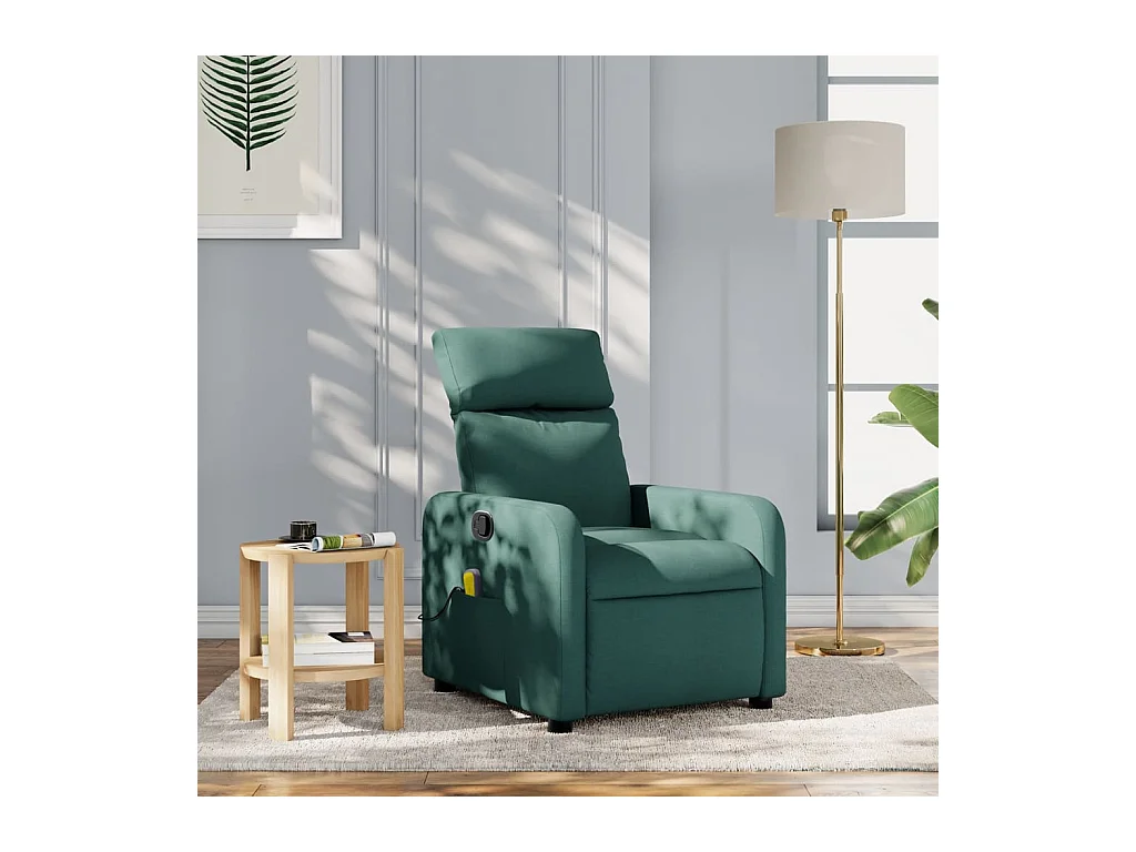 Fauteuil massant inclinable Vert foncé Tissu