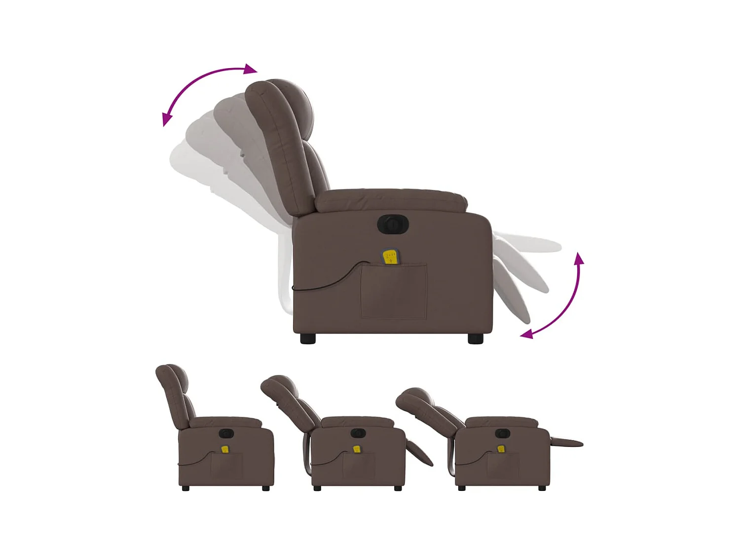 Fauteuil massant inclinable électrique marron similicuir