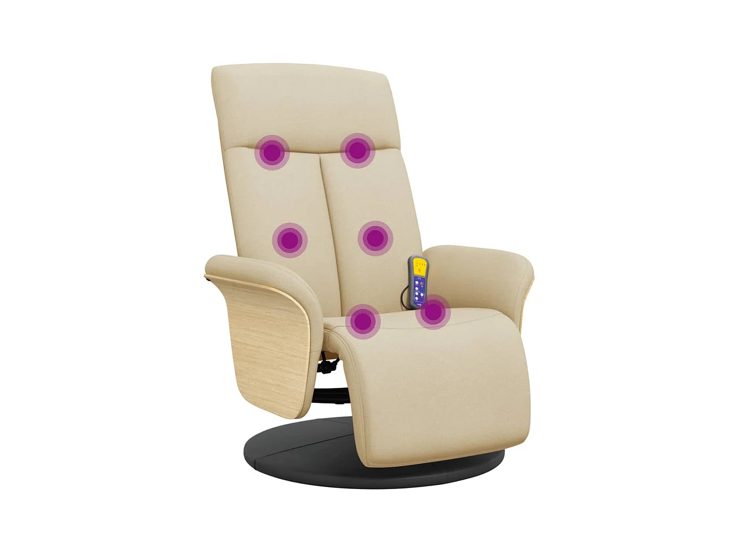 Fauteuil inclinable massant avec repose-pieds crème tissu