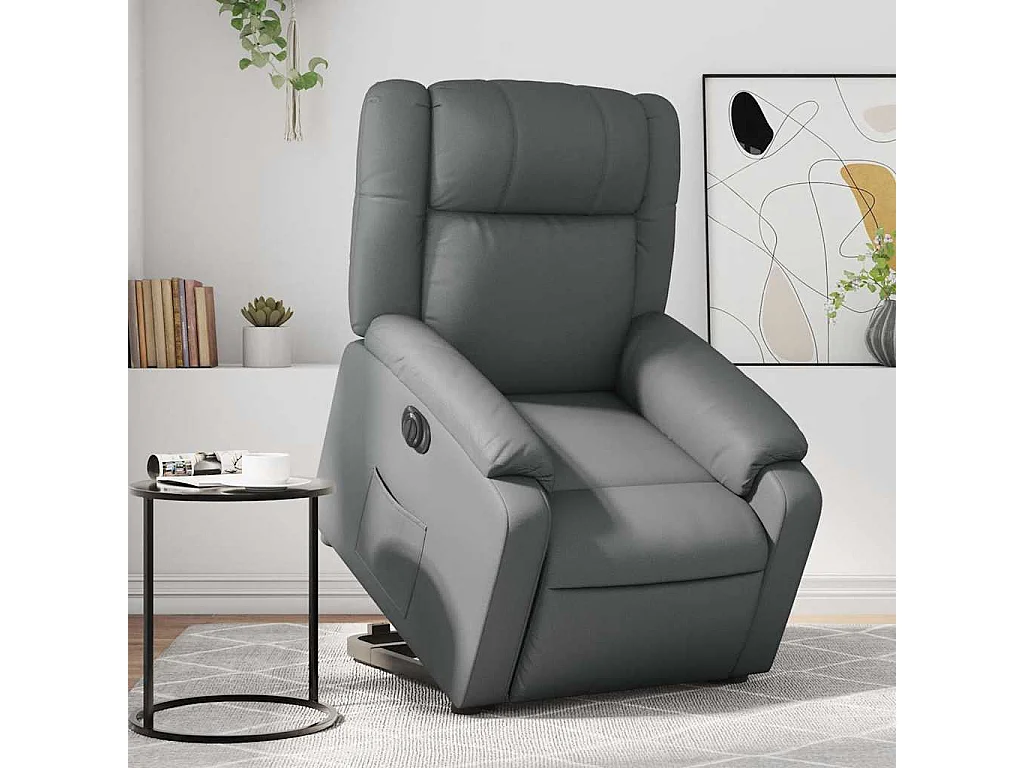 Fauteuil inclinable massant électrique gris similicuir