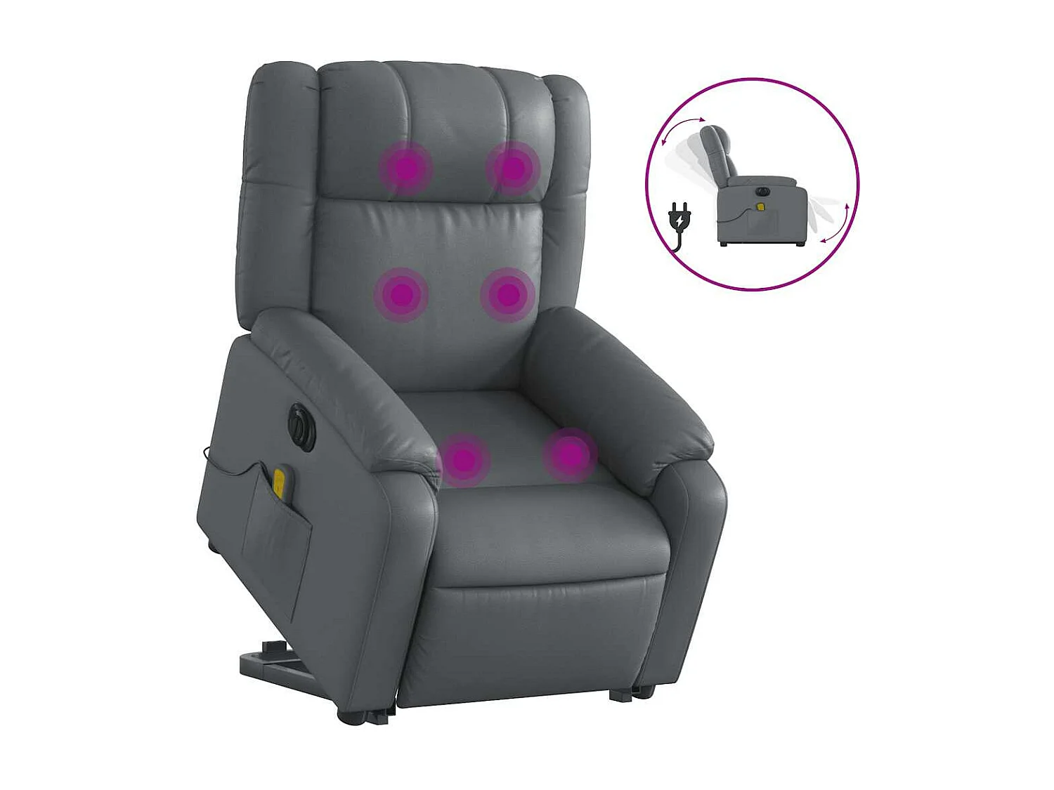 Fauteuil inclinable massant électrique gris similicuir