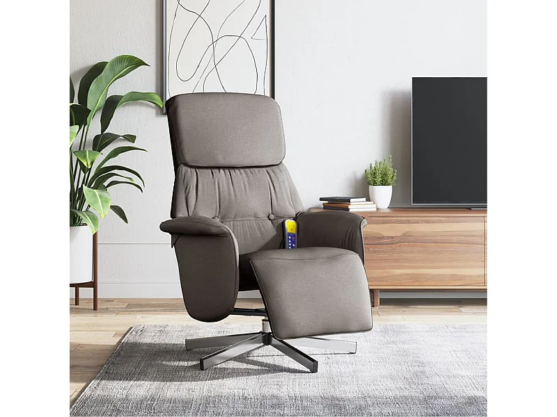 Fauteuil inclinable massant avec repose-pieds taupe tissu