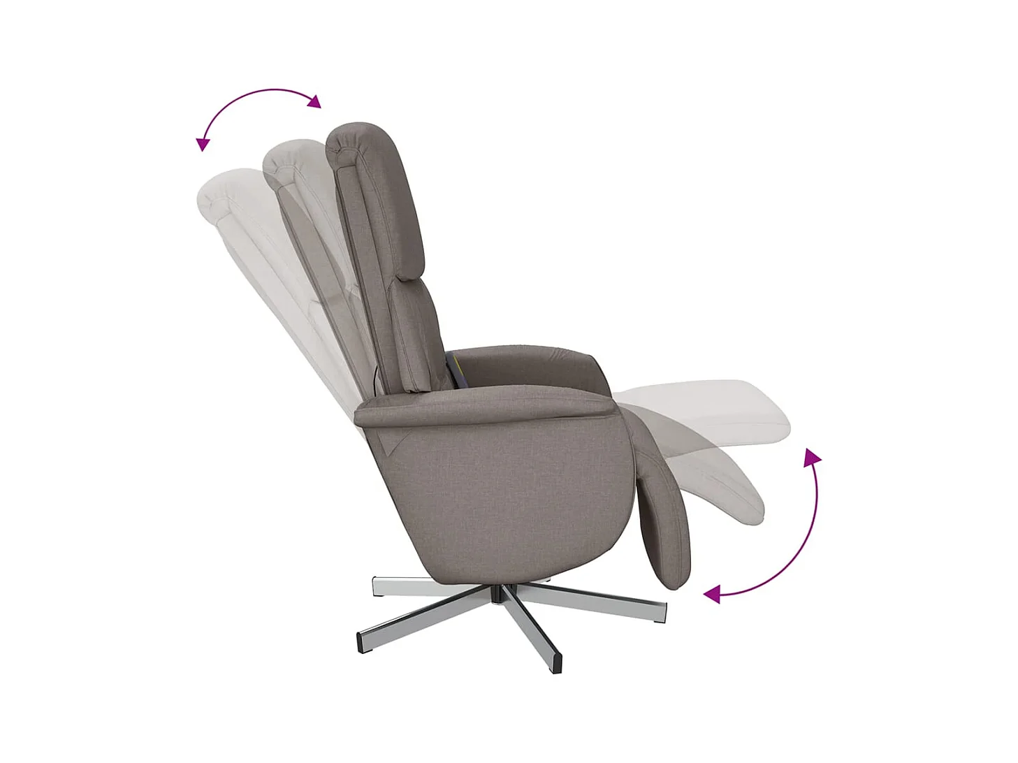 Fauteuil inclinable massant avec repose-pieds taupe tissu