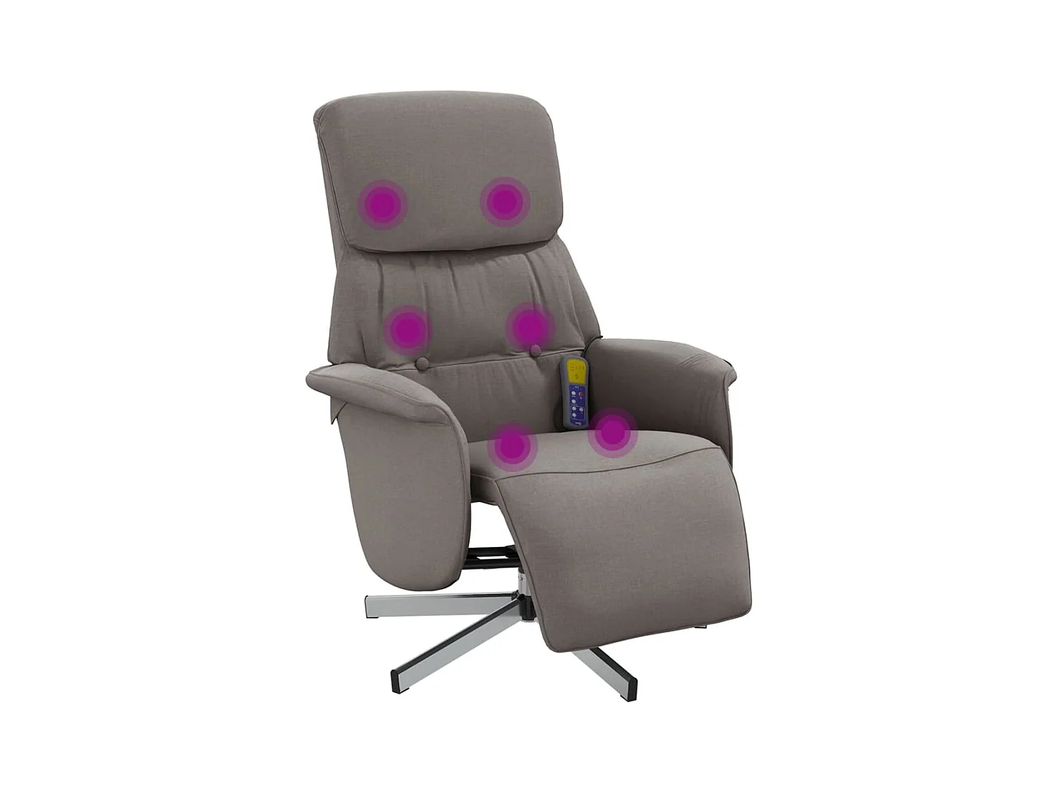 Fauteuil inclinable massant avec repose-pieds taupe tissu