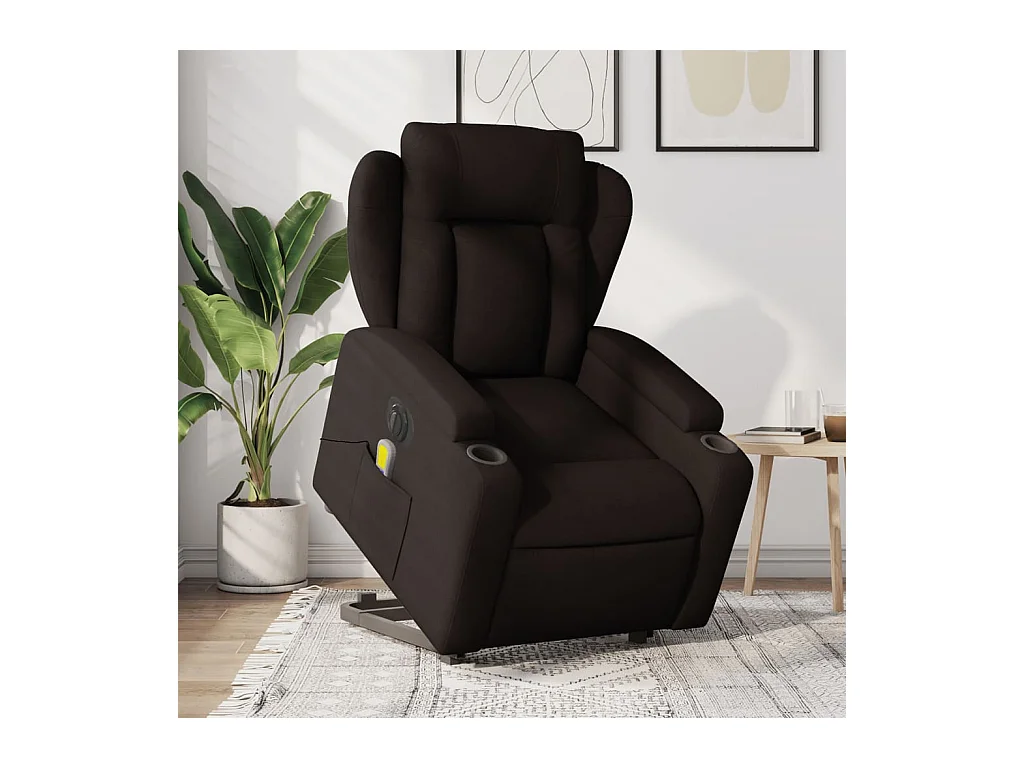 Fauteuil inclinable massant électrique Marron foncé Tissu