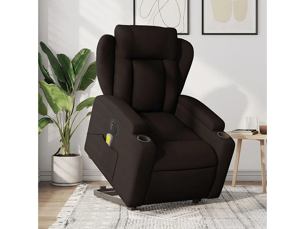 Fauteuil inclinable massant électrique Marron foncé Tissu