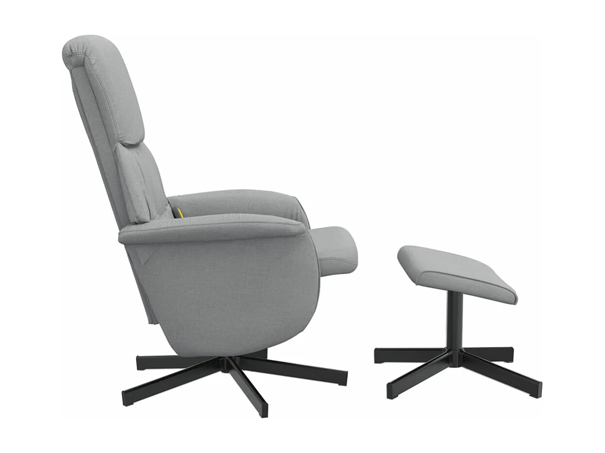 Fauteuil inclinable massant et repose-pied gris clair tissu