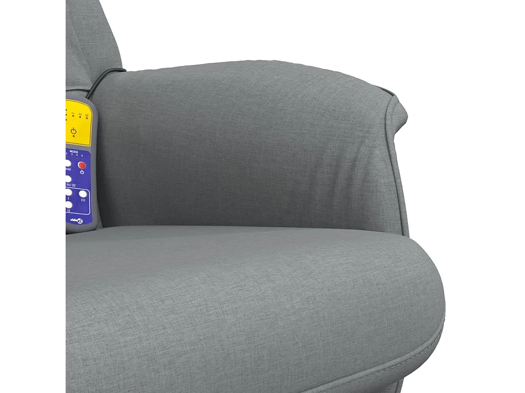 Fauteuil inclinable massant et repose-pied gris clair tissu