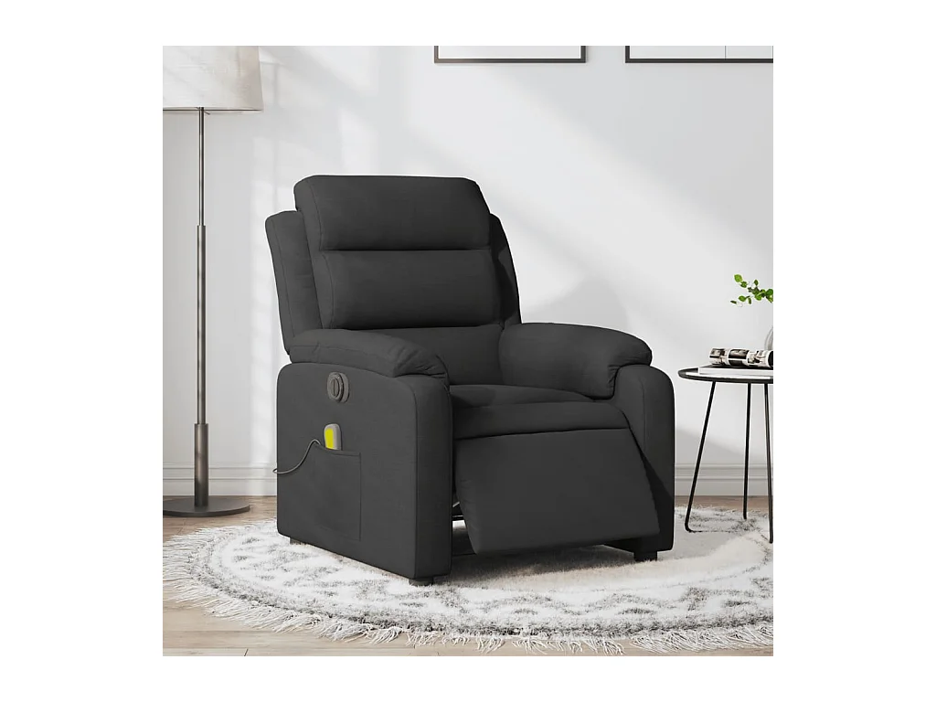 Fauteuil massant inclinable électrique Noir Tissu