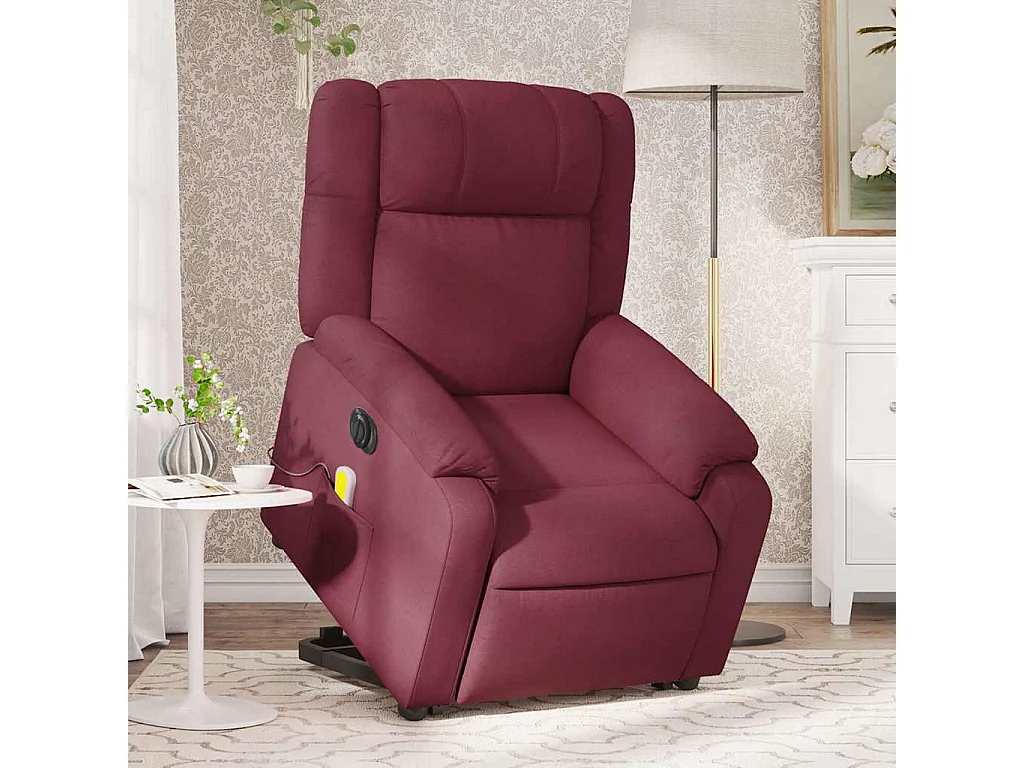 Fauteuil inclinable massant électrique Rouge bordeaux Tissu