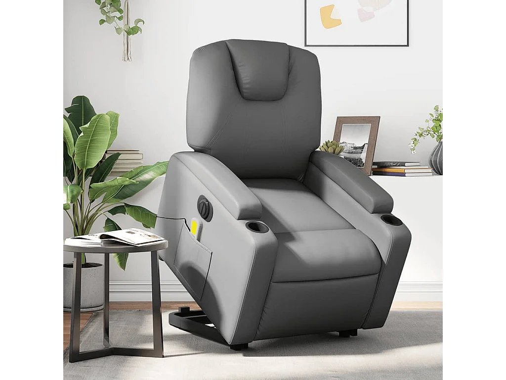 Fauteuil inclinable massant électrique gris similicuir