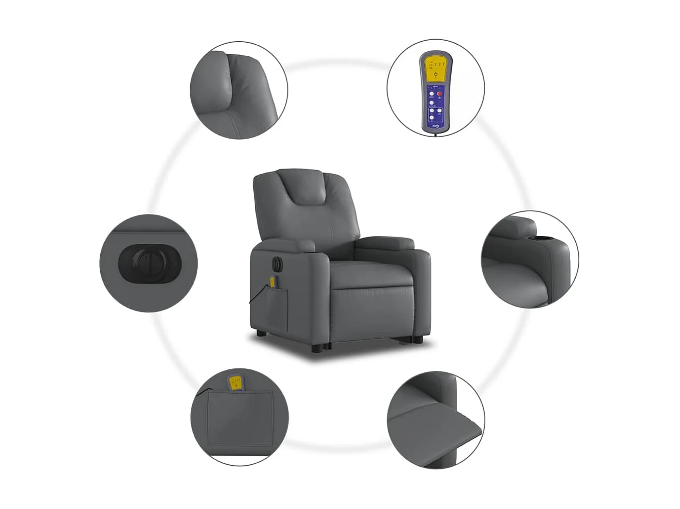 Fauteuil inclinable massant électrique gris similicuir