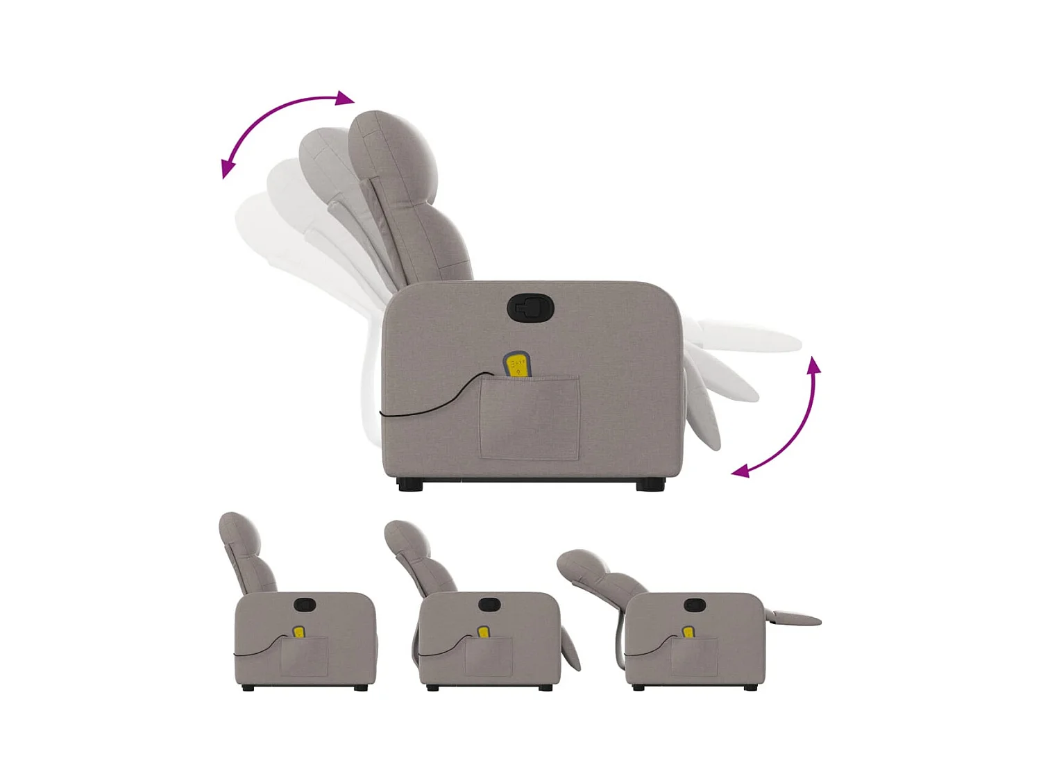 Fauteuil inclinable massant Taupe Tissu