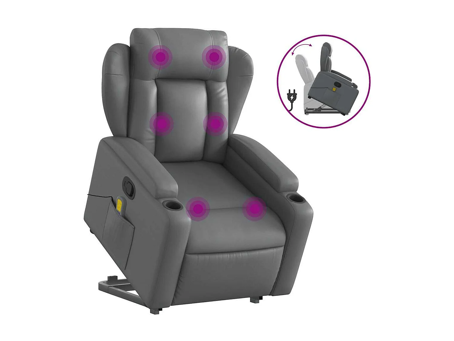 Fauteuil inclinable massant Gris Similicuir