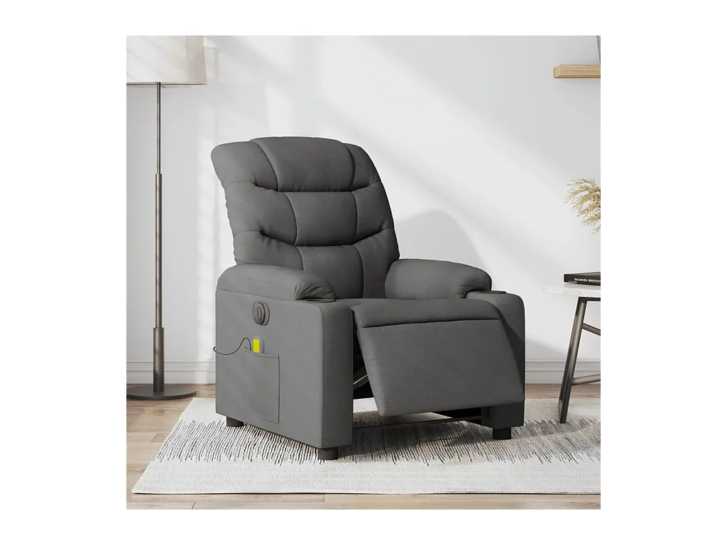 Fauteuil inclinable massant électrique gris foncé tissu