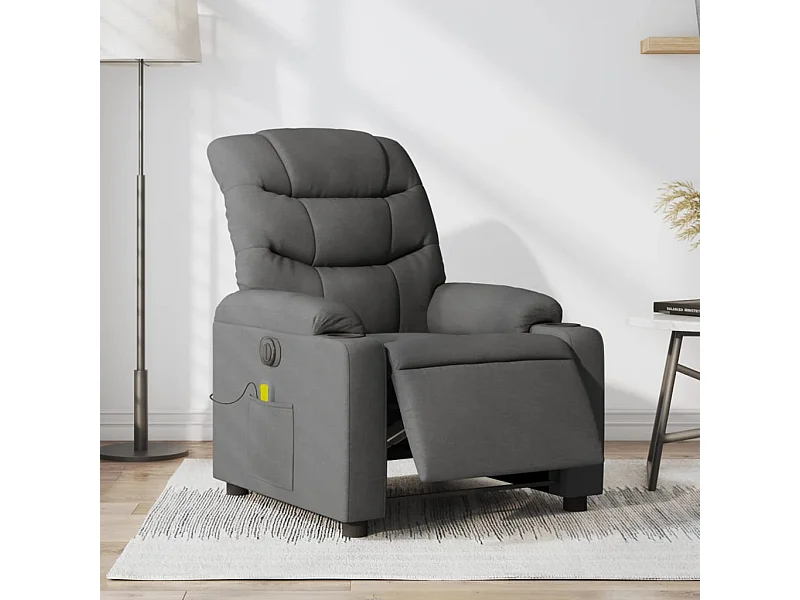 Fauteuil inclinable massant électrique gris foncé tissu