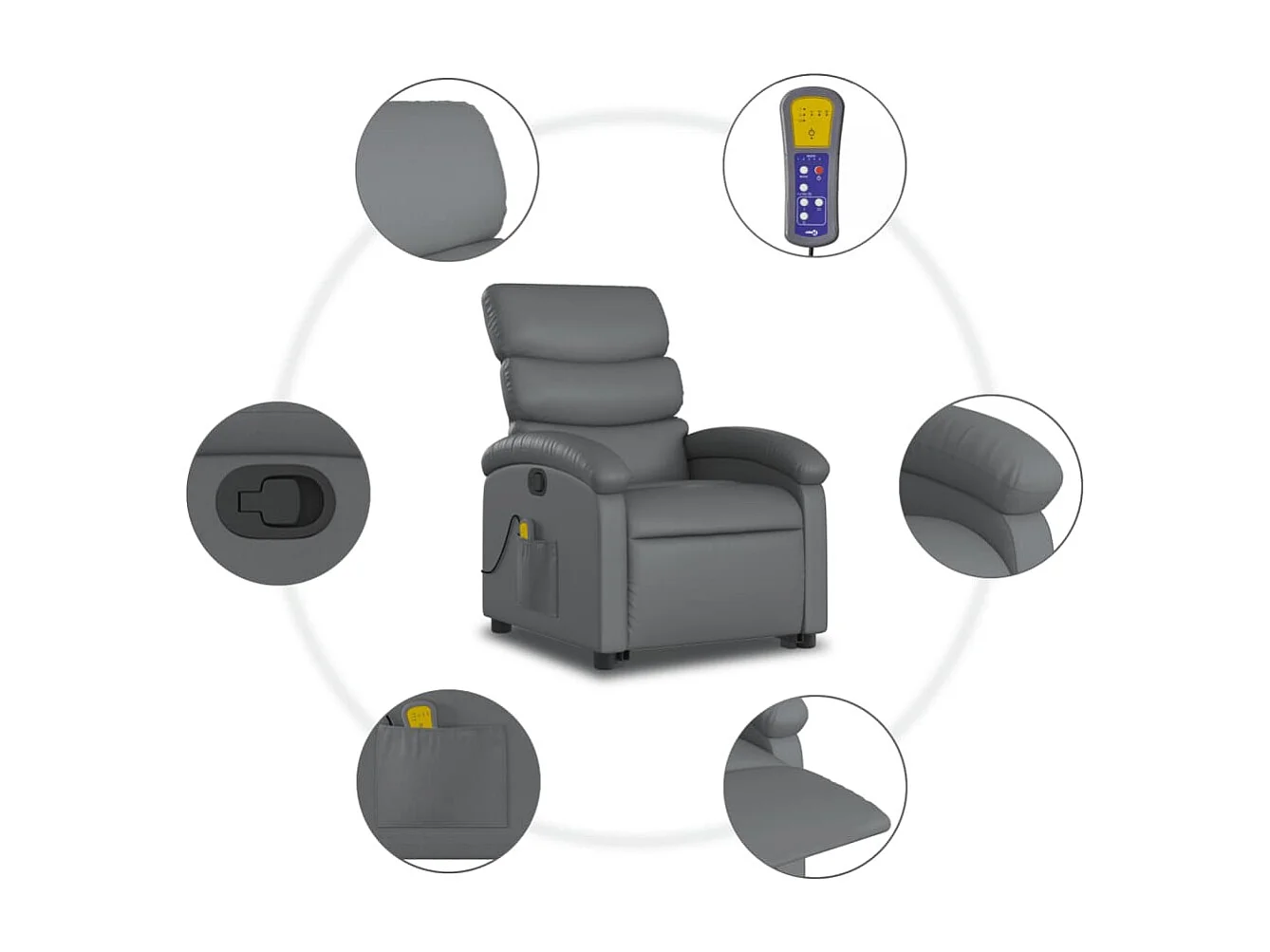 Fauteuil inclinable massant Gris Similicuir