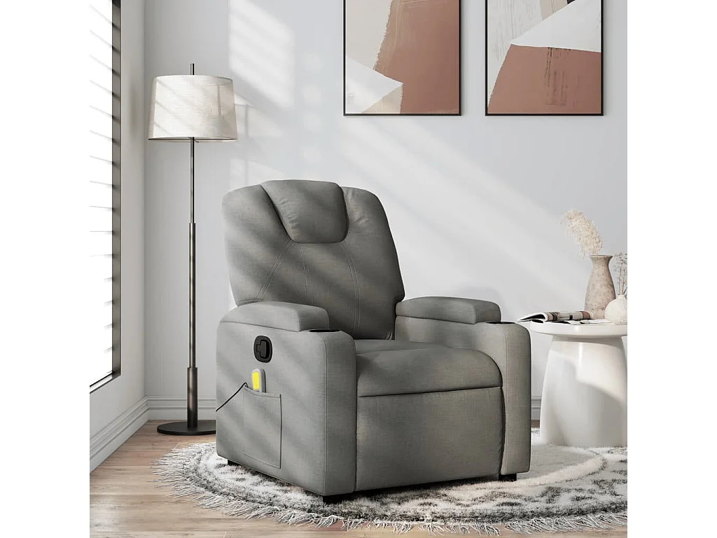 Fauteuil massant inclinable Gris foncé Tissu