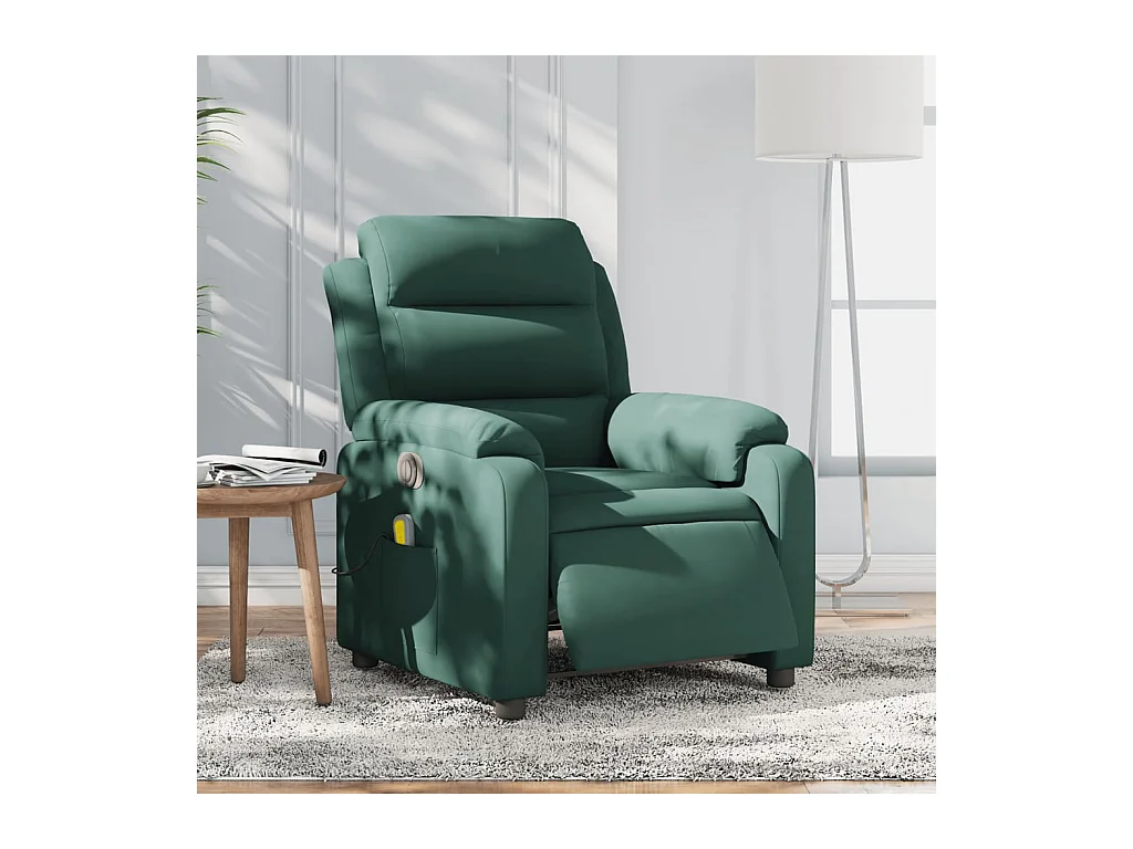 Fauteuil inclinable massant électrique vert foncé velours