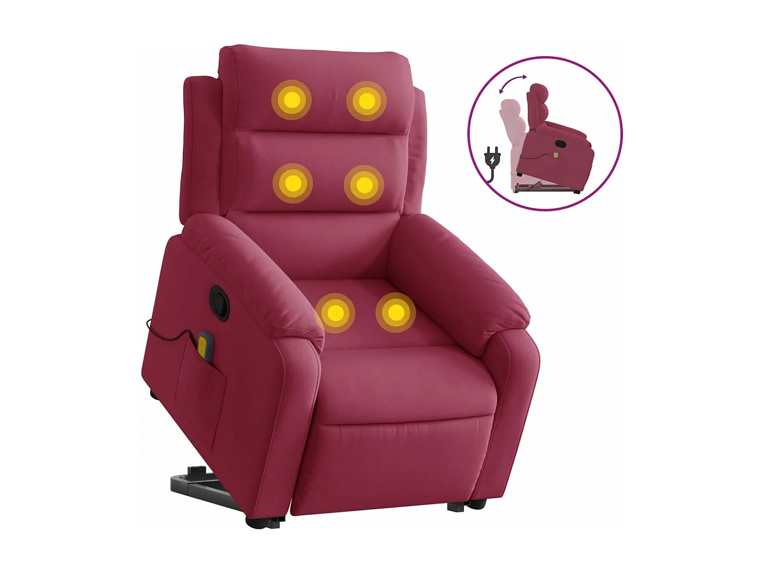 Fauteuil massant inclinable Rouge bordeaux Velours